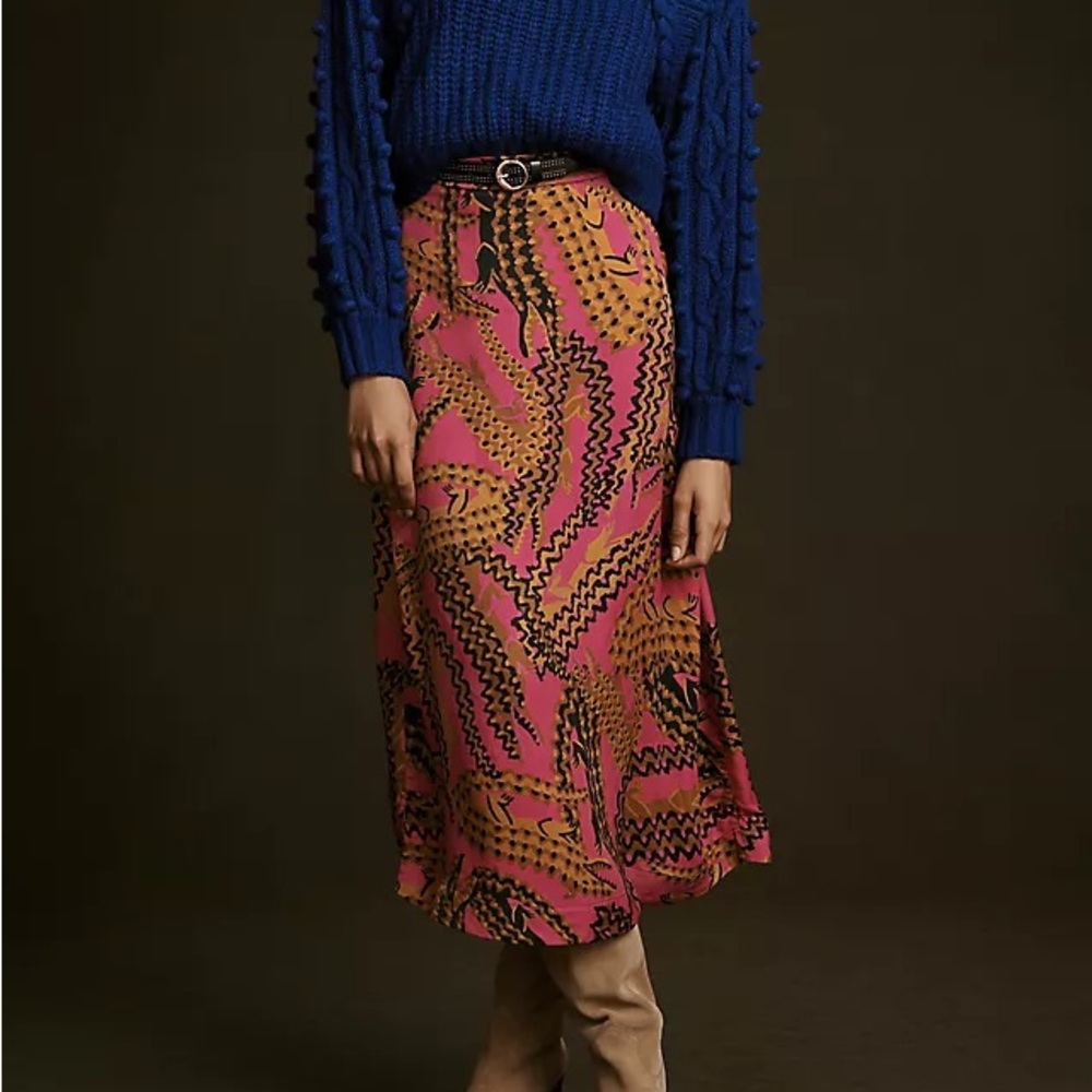 FARM Rio Vibrant Pink and Orange Maxi Skirt